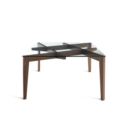 Zdjęcie Stylowy kwadratowy stół z drewna i szkła