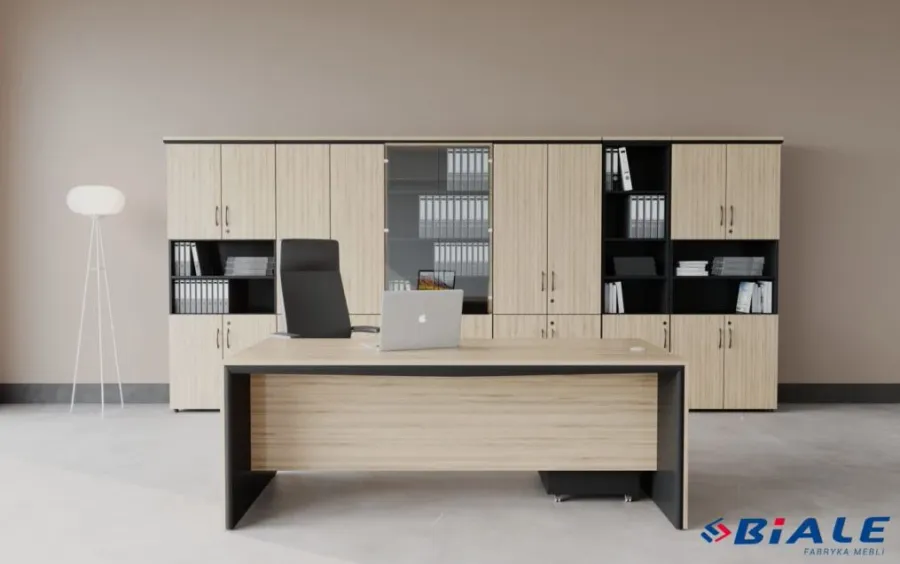obrazek 2 Klasyczne biurko gabinetowe w prostej stylistyce
