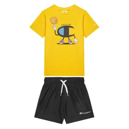 Zdjęcie Champion Komplet t-shirt i spodenki 307062 Żółty Regular Fit