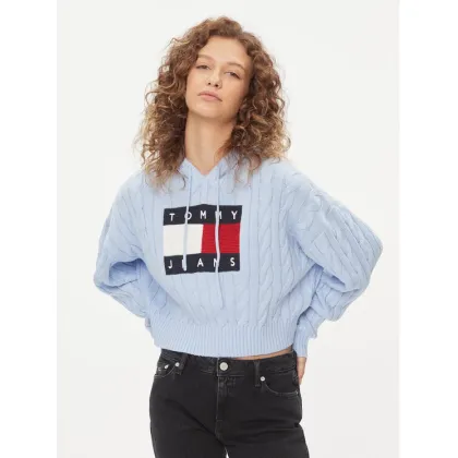 Zdjęcie Tommy Jeans Sweter Center Flag DW0DW16528 Błękitny Regular Fit