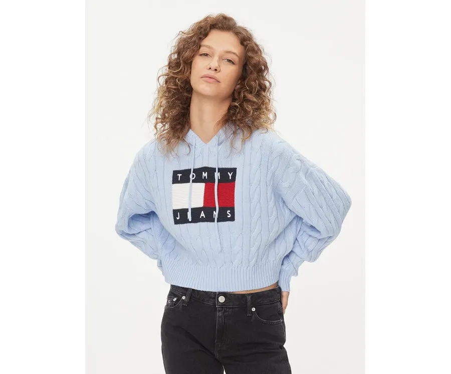 obrazek 1 Tommy Jeans Sweter Center Flag DW0DW16528 Błękitny Regular Fit