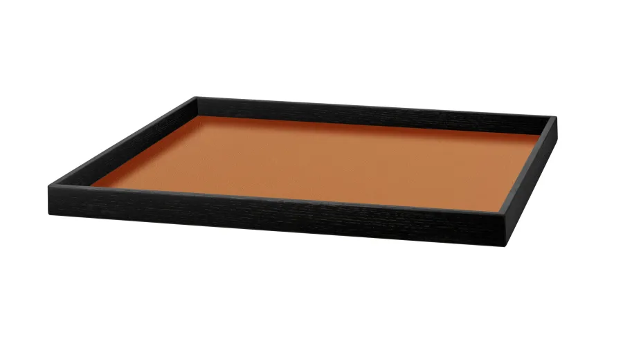 obrazek 1 Skórzana taca do przekąsek Mondo 35x35xH3 cm w kolorze złocistego brązu