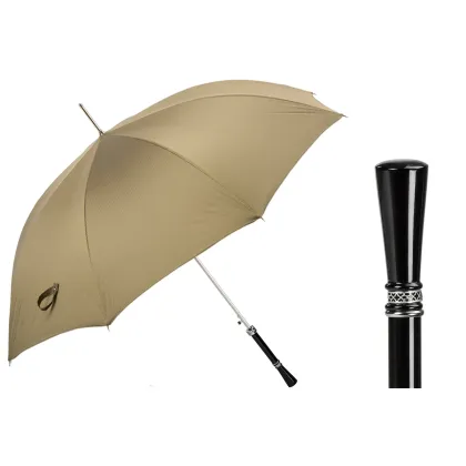 Picture Luxurious beige men's umbrella with a unique handle - Pasotti