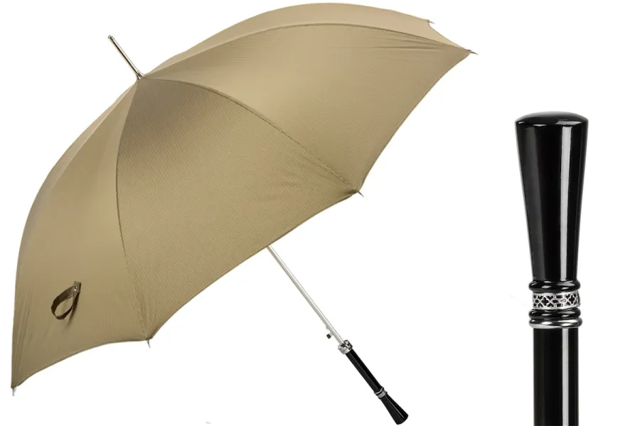 obrazek 1 Luksusowy beżowy parasol męski z wyjątkową rączką - Pasotti