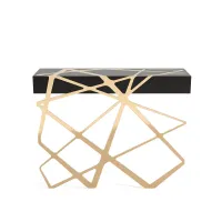 Picture Luxurious black living room console with brass finish
