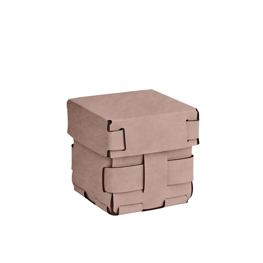 obrazek 1 Koszyk Bottega 12x12xH13 cm w oryginalnym kolorze pudrowego różu