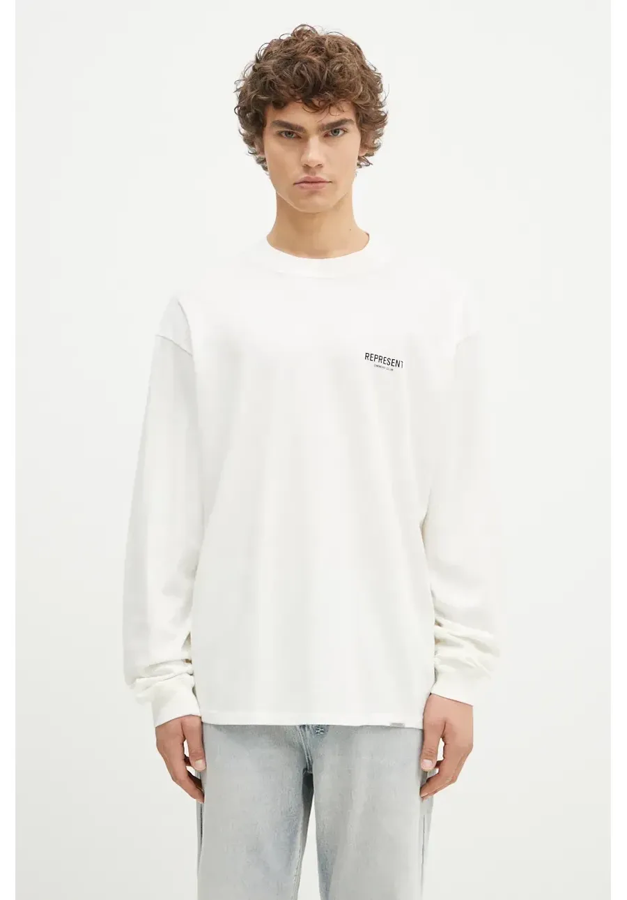 obrazek 1 Represent longsleeve bawełniany Represent Owners Club kolor biały z nadrukiem OCM41119.072