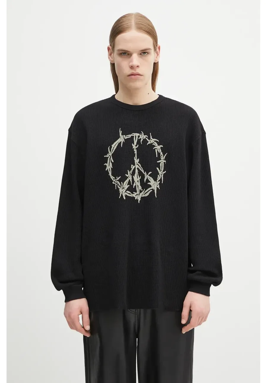 obrazek 1 Aries bluza bawełniana Peace Press Gothic Waffle LS Tee kolor czarny z nadrukiem AR6003903