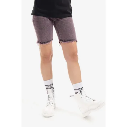 Zdjęcie Aries szorty jeansowe bawełniane Acid Wash Denim kolor różowy z nadrukiem high waist AR30204-PINK