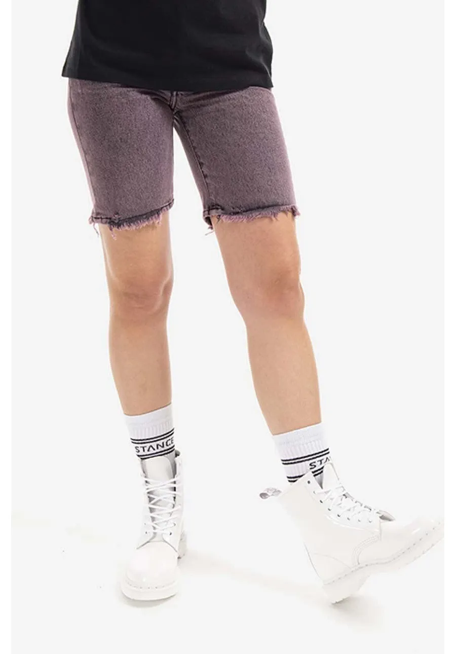 obrazek 1 Aries szorty jeansowe bawełniane Acid Wash Denim kolor różowy z nadrukiem high waist AR30204-PINK