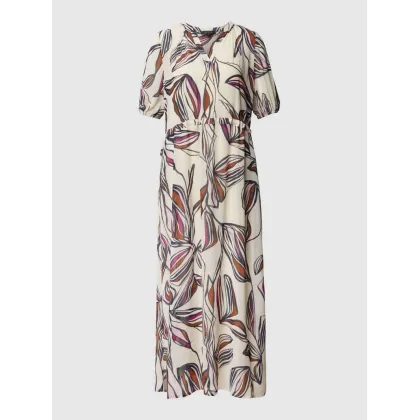 Zdjęcie Długa sukienka o luźnym kroju z tunelem i bufiastymi rękawami