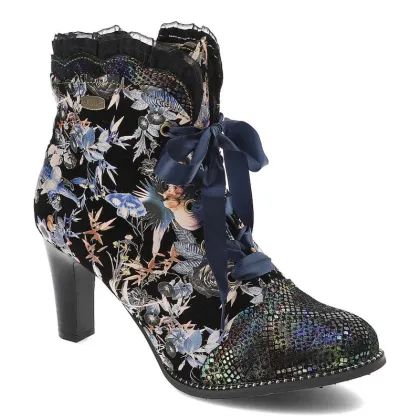 Zdjęcie Czarne Botki Laura Vita Skórzane Eleganckie Buty Na Obcasie