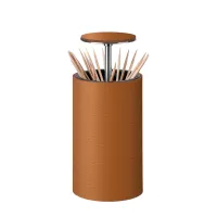 Picture Amber leather toothpick container