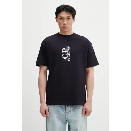 Zdjęcie C.P. Company t-shirt bawełniany męski kolor granatowy z nadrukiem 18CMTS177A005100W