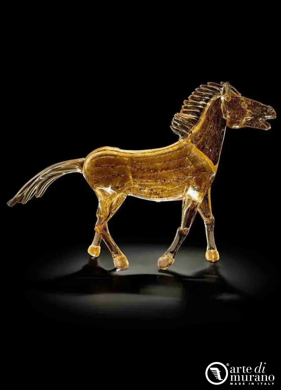 obrazek 1 Urokliwa rzeźba konia wyścigowego ze szkła Murano rozmiar L