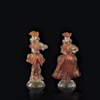 Picture A large red pair of Goldoni with 24 carat gold details