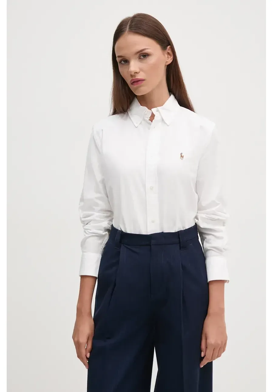obrazek 1 Polo Ralph Lauren koszula damska kolor biały regular z kołnierzykiem klasycznym 211941520