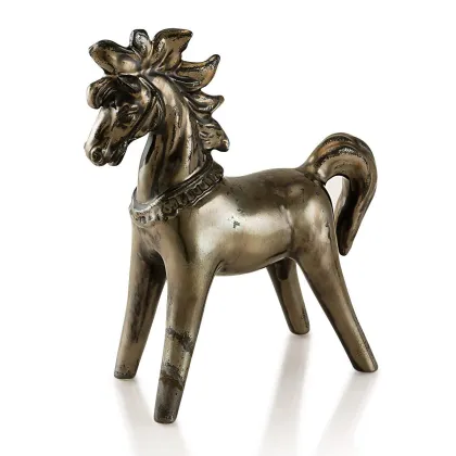Picture Ceramic Trojan horse statuette in oxidized bronze - Ahura