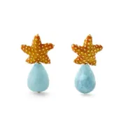Picture Wonderful Italian 18K Gold Plated Silver Earrings Orange Nail Polish Heavenly Quartz Stones