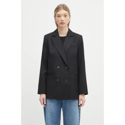 Zdjęcie A.P.C. marynarka wełniana veste lucy kolor czarny dwurzędowa gładka WOAPO.F03212