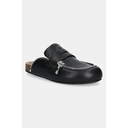 Zdjęcie JW Anderson klapki skórzane Biker Loafer damskie kolor czarny LF0071 LA0268 999