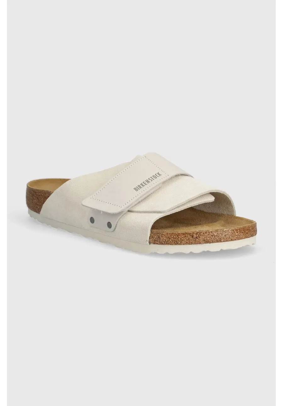 obrazek 1 Birkenstock klapki zamszowe Kyoto męskie kolor biały 1024535