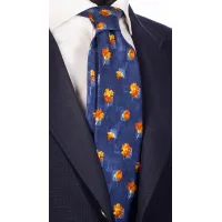 Picture Blue and navy blue tie with autumn flowers
