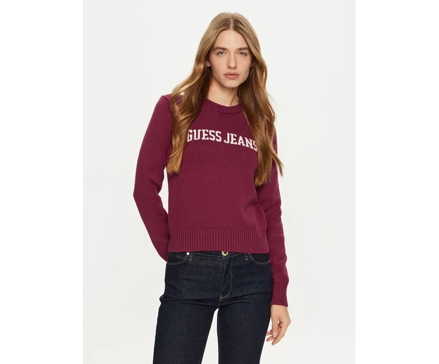 obrazek 1 Guess Jeans Sweter W4BR10 Z3HM1 Bordowy Regular Fit