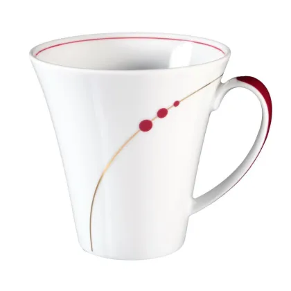 Zdjęcie Stylowy porcelanowy kubek zdobiony czerwonym wzorem - Seltmann Weiden
