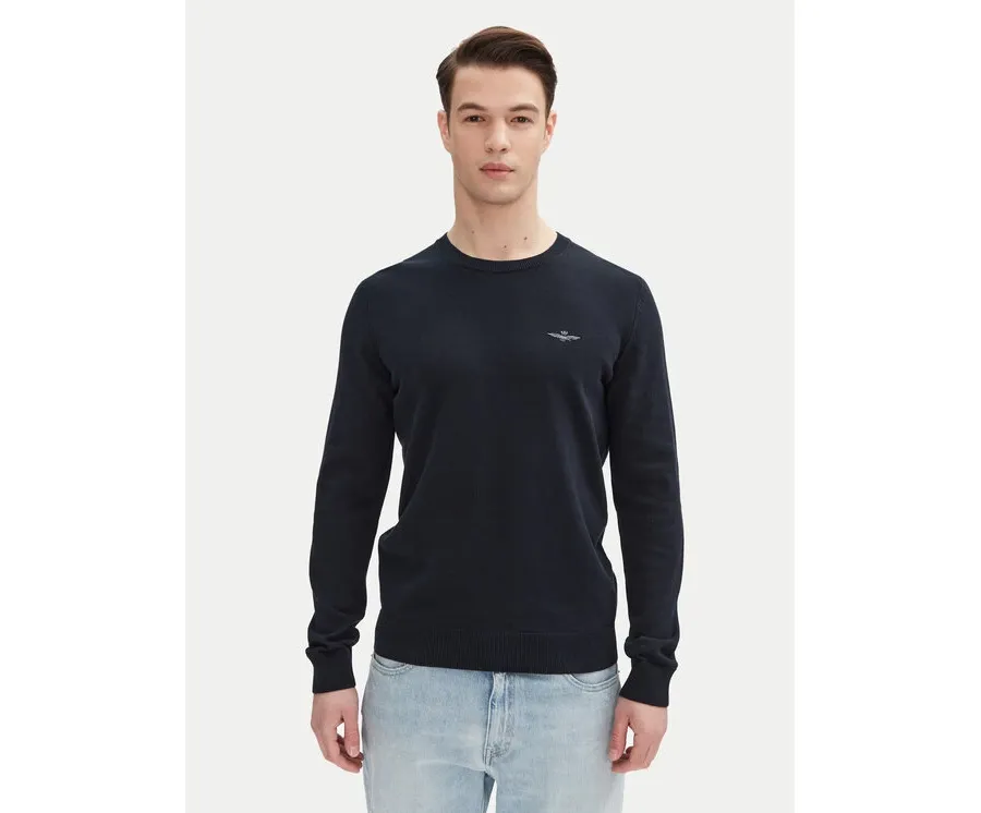 obrazek 1 Aeronautica Militare Sweter 251MA1502L506 Granatowy Regular Fit