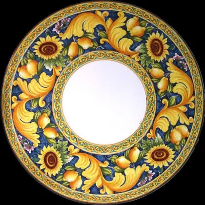 Zdjęcie Blat do ogrodu wykonany z lawy zdobiony motywem słoneczników - Ceramiche Valchida