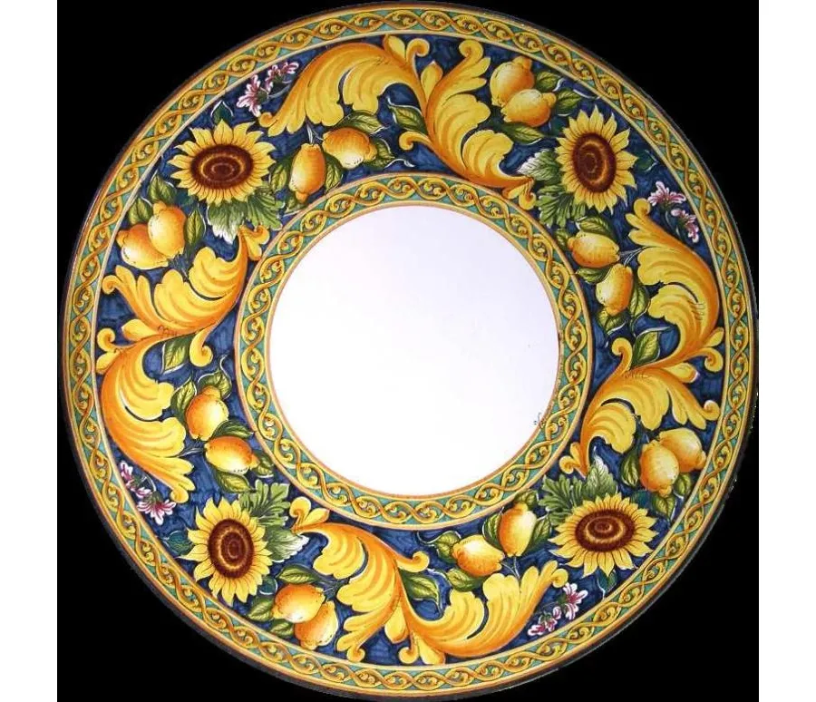obrazek 1 Blat do ogrodu wykonany z lawy zdobiony motywem słoneczników - Ceramiche Valchida
