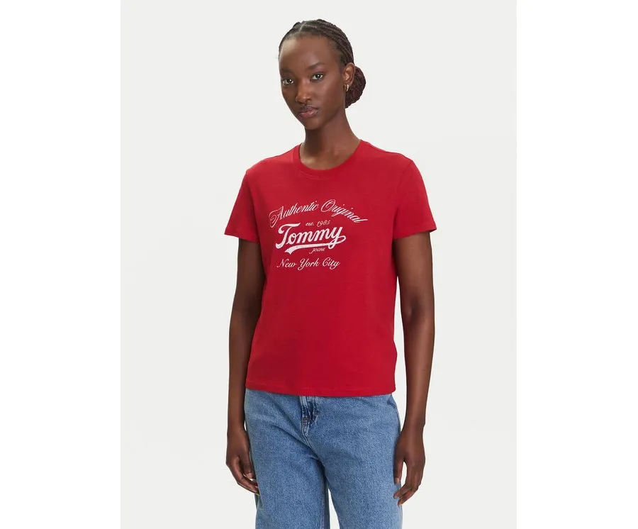 obrazek 1 Tommy Jeans T-Shirt Essential DW0DW21404 Czerwony Regular Fit