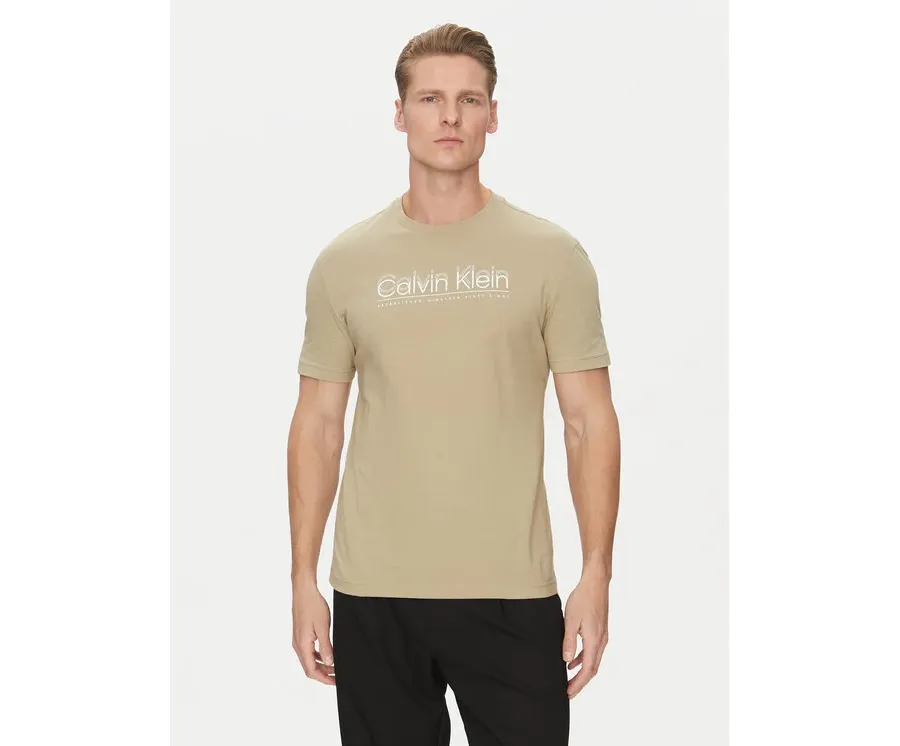 obrazek 1 Calvin Klein T-Shirt Double Logo K10K114149 Beżowy Regular Fit