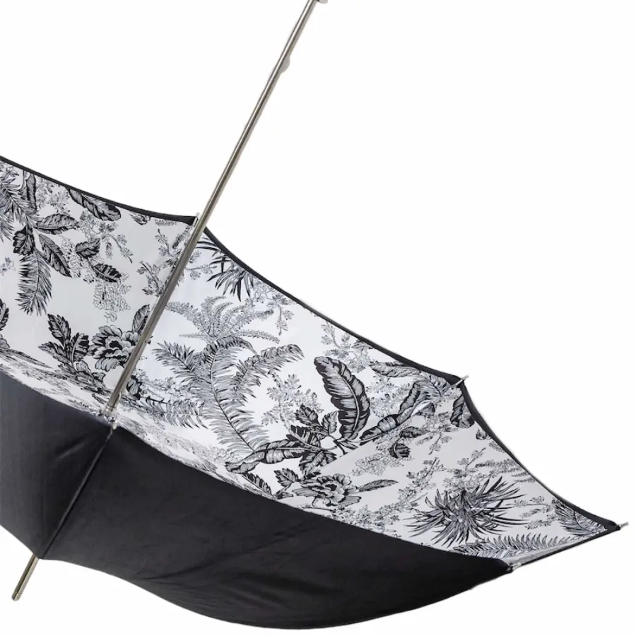obrazek 4 Piękny stylowy czarny parasol damski zdobiony motywem roślinnym - Pasotti
