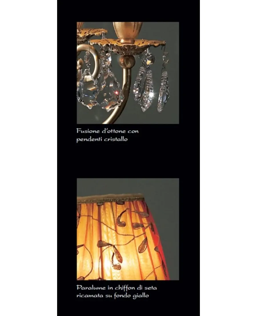 obrazek 2 Lampa ze starego złota i mosiądzu z czterema światłami ze stożkowymi kloszami – Il Paralume Marina