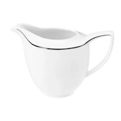 Picture White porcelain classic cream jug with black rim - Tettau