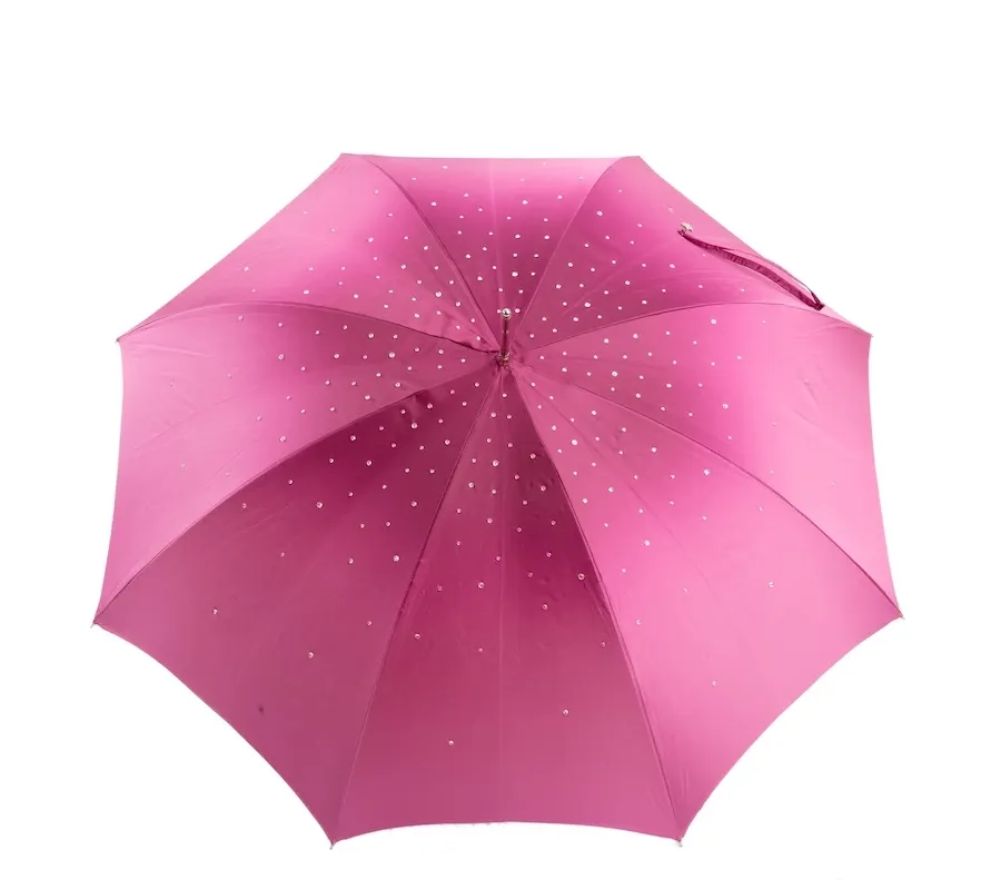 obrazek 3 Stylowy różowy parasol damski zdobiony kryształkami Swarovskiego – Pasotti