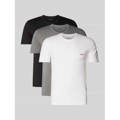 Zdjęcie T-shirt o kroju regular fit z wiskozy z nadrukiem z logo w zestawie 3 szt.