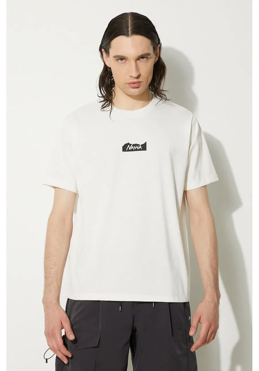 obrazek 1 Nanga t-shirt Eco Hybrid Mt Logo Tee męski kolor biały z nadrukiem NW2211.1G208