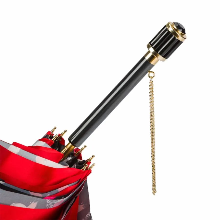 obrazek 3 Elegancki parasol damski w kolorze czerwonym zdobiony oryginalnym motywem – Pasotti