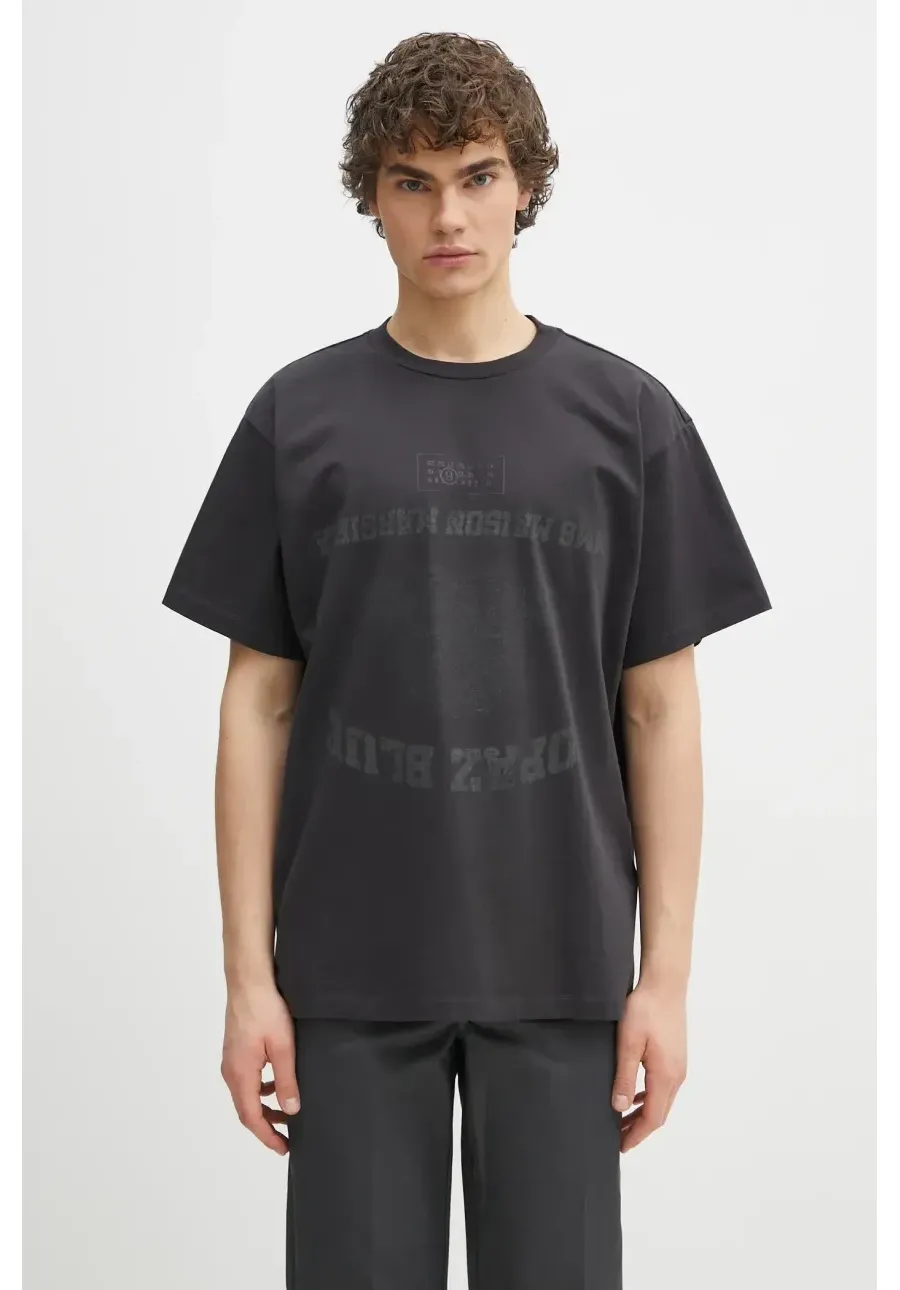obrazek 1 MM6 Maison Margiela t-shirt bawełniany męski kolor czarny z nadrukiem SH0GC0041