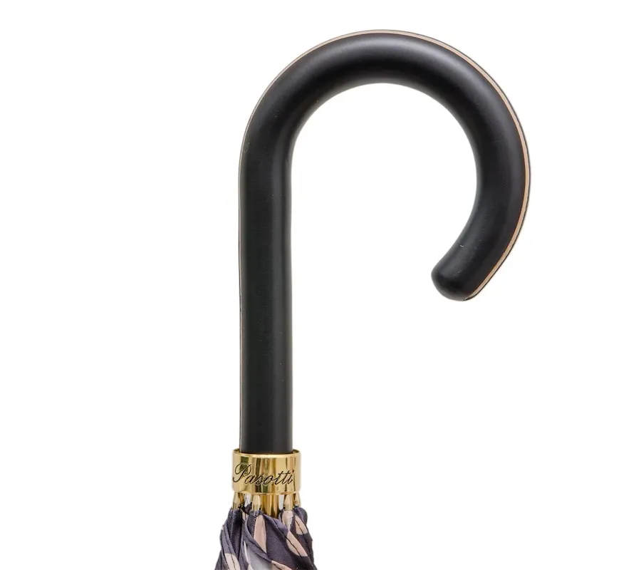 obrazek 3 Stylowy czarny parasol damski w białe kropki – Pasotti