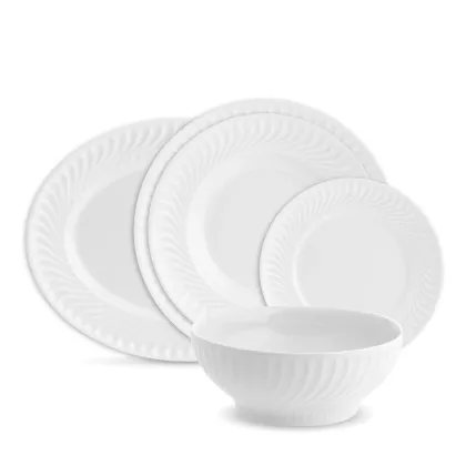 Zdjęcie Duży komplet zastawy stołowej z porcelany Sagres z wyjątkowym zdobieniem przypominającym fale - Vista Alegre