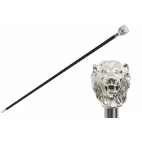 Zdjęcie Luksusowa czarna laska z uchwytem w kształcie głowy lwa – Pasotti