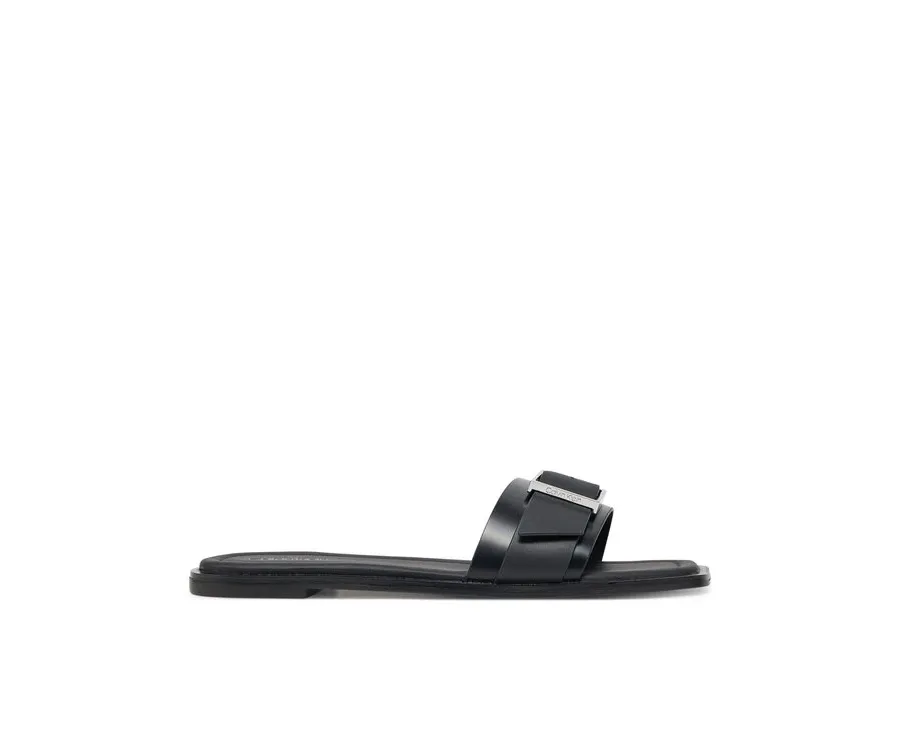 obrazek 1 Calvin Klein Klapki Flat Slide W/Buckle - Lth HW0HW02490 Czarny