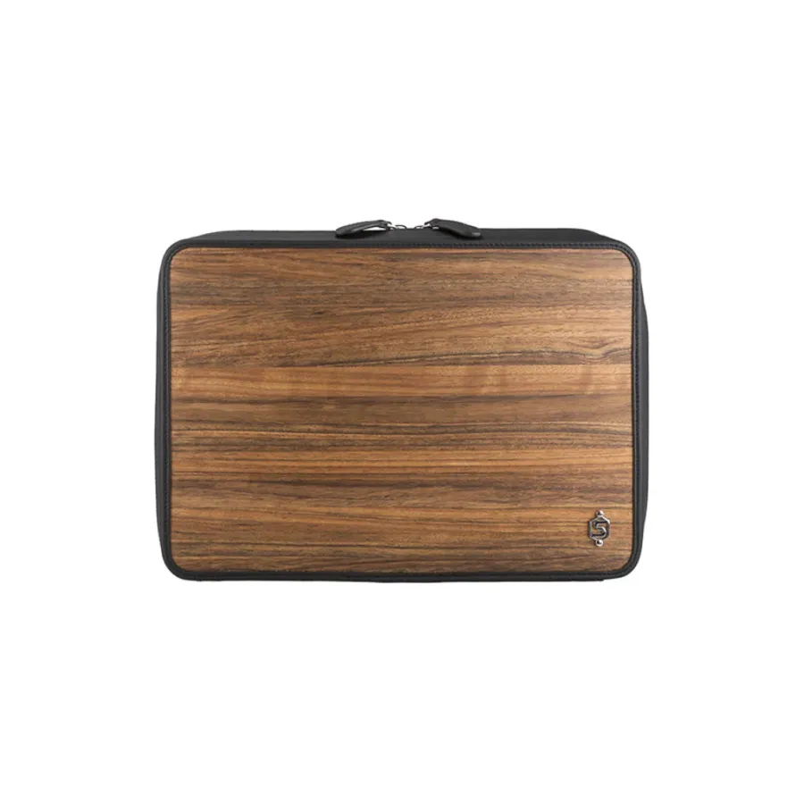 obrazek 2 Ekskluzywna torba na laptopa 13’’ z czarnej skóry bydlęcej i naturalnego drewna Amazaque