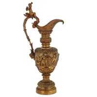 Zdjęcie Piękny dekoracyjny wazon, amfora XIX-wieczna z rzeźbionego oksydowanego mosiądzu