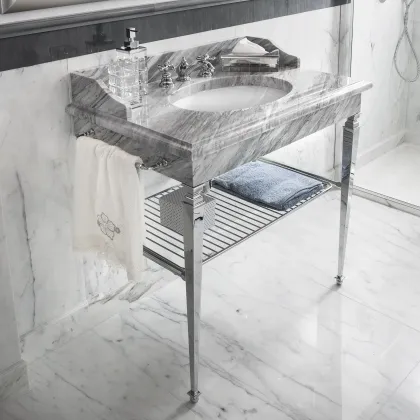 Zdjęcie Wyjątkowa konsola z umywalką, półką i uchwytem na ręczniki – 3SC