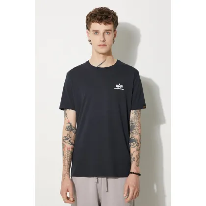 Zdjęcie Alpha Industries t-shirt bawełniany Basic T Small Logo kolor granatowy gładki 188505.07
